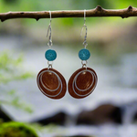 Load image into Gallery viewer, Wood and Silver Circles with Aromatherapy Stones, Essential Oil Earrings
