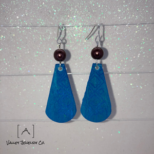 Wood and Pearl Engraved Earring