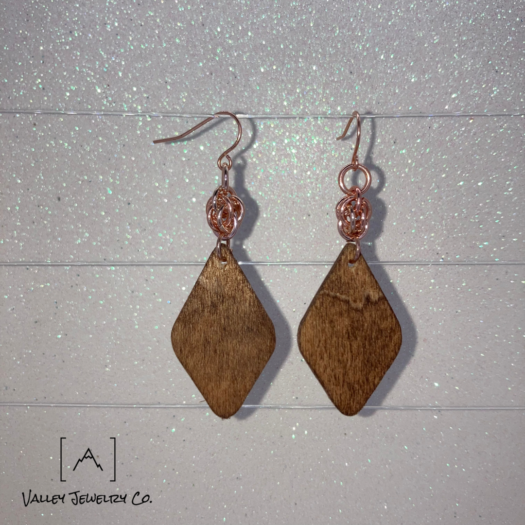 Wood Diamond & Rose Gold Sweet Pea