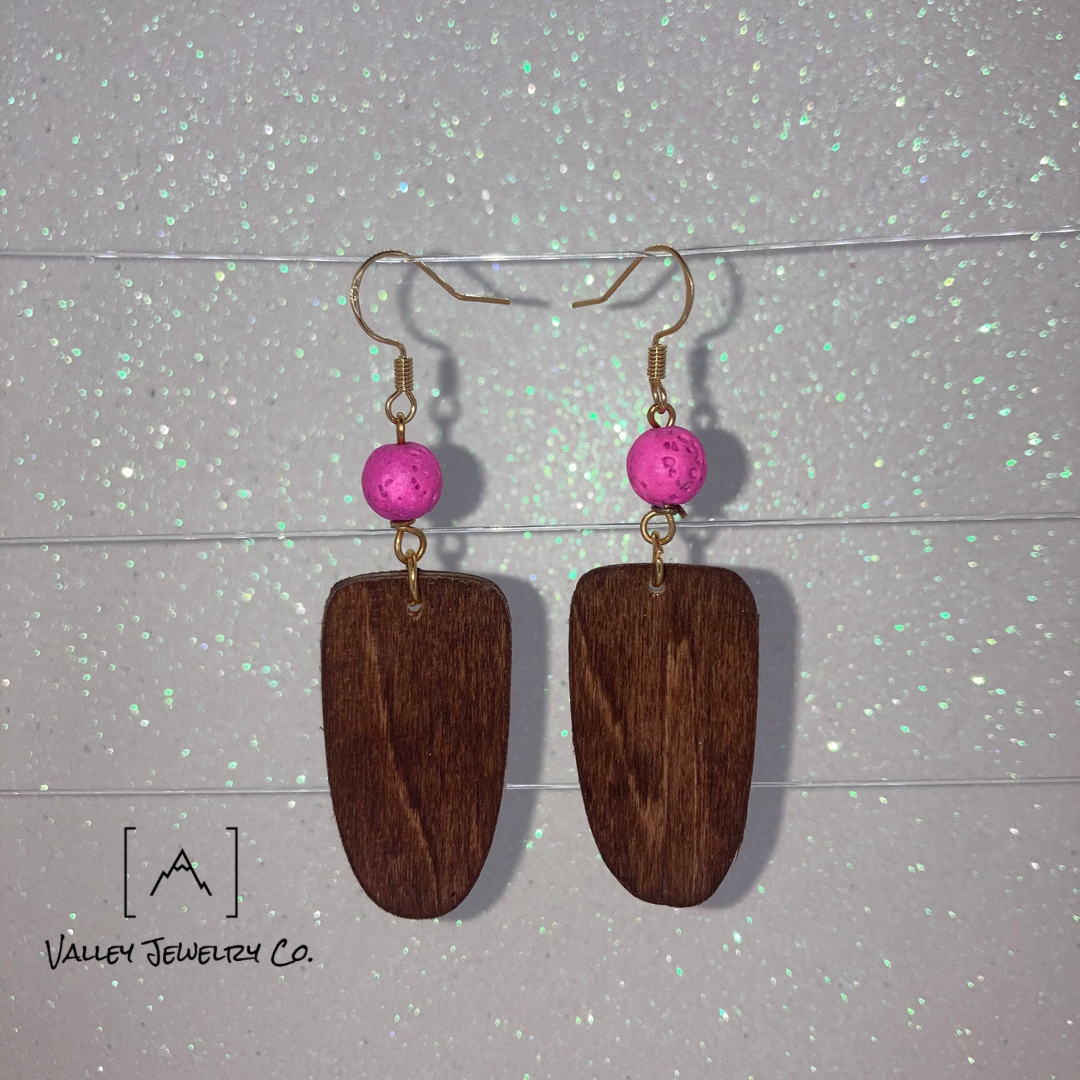 Wood Drop, Essential Oil Earrings